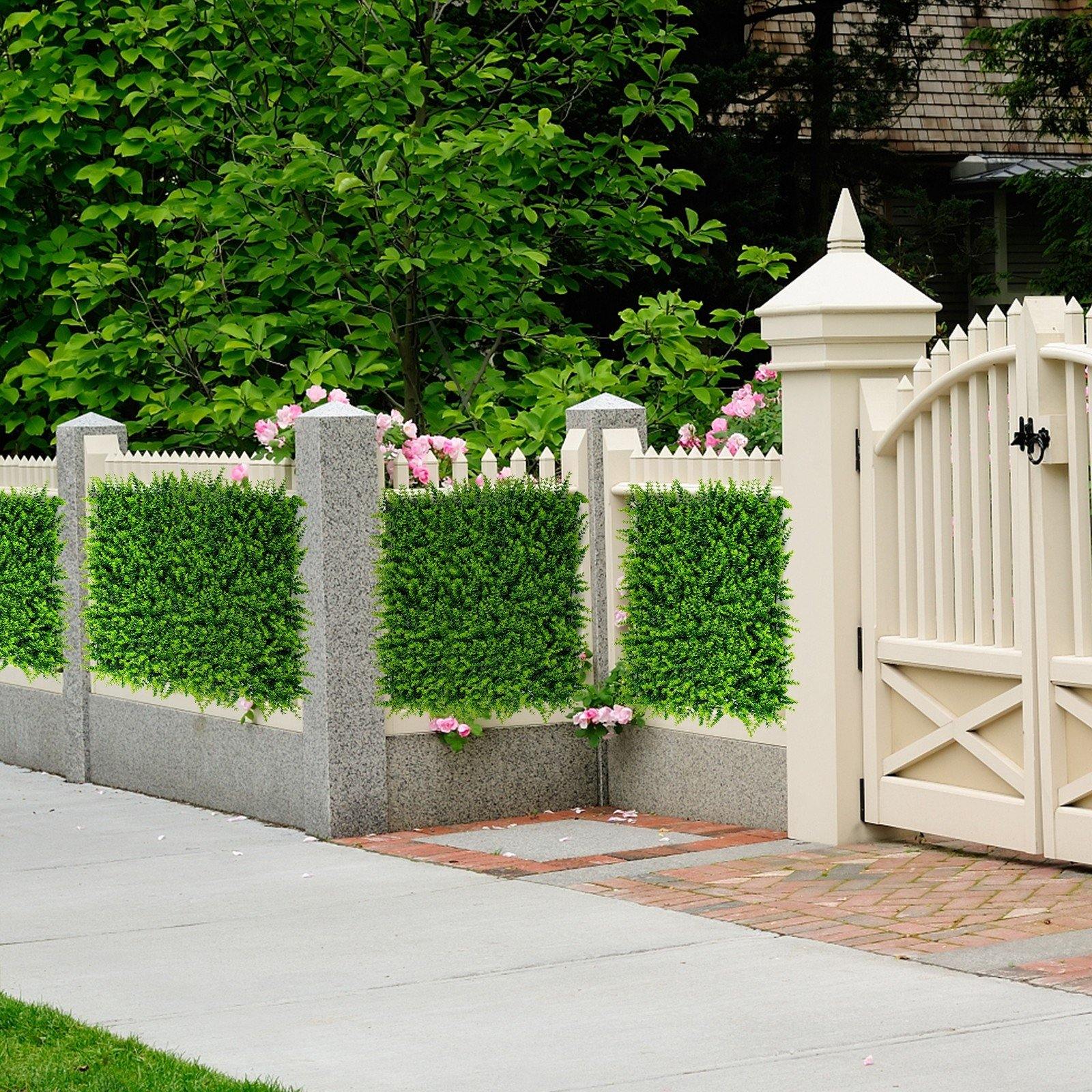 12 Pcs 16x24inch Artificial Eucalyptus Hedge Plant Privacy Fence Panels - Giantexus