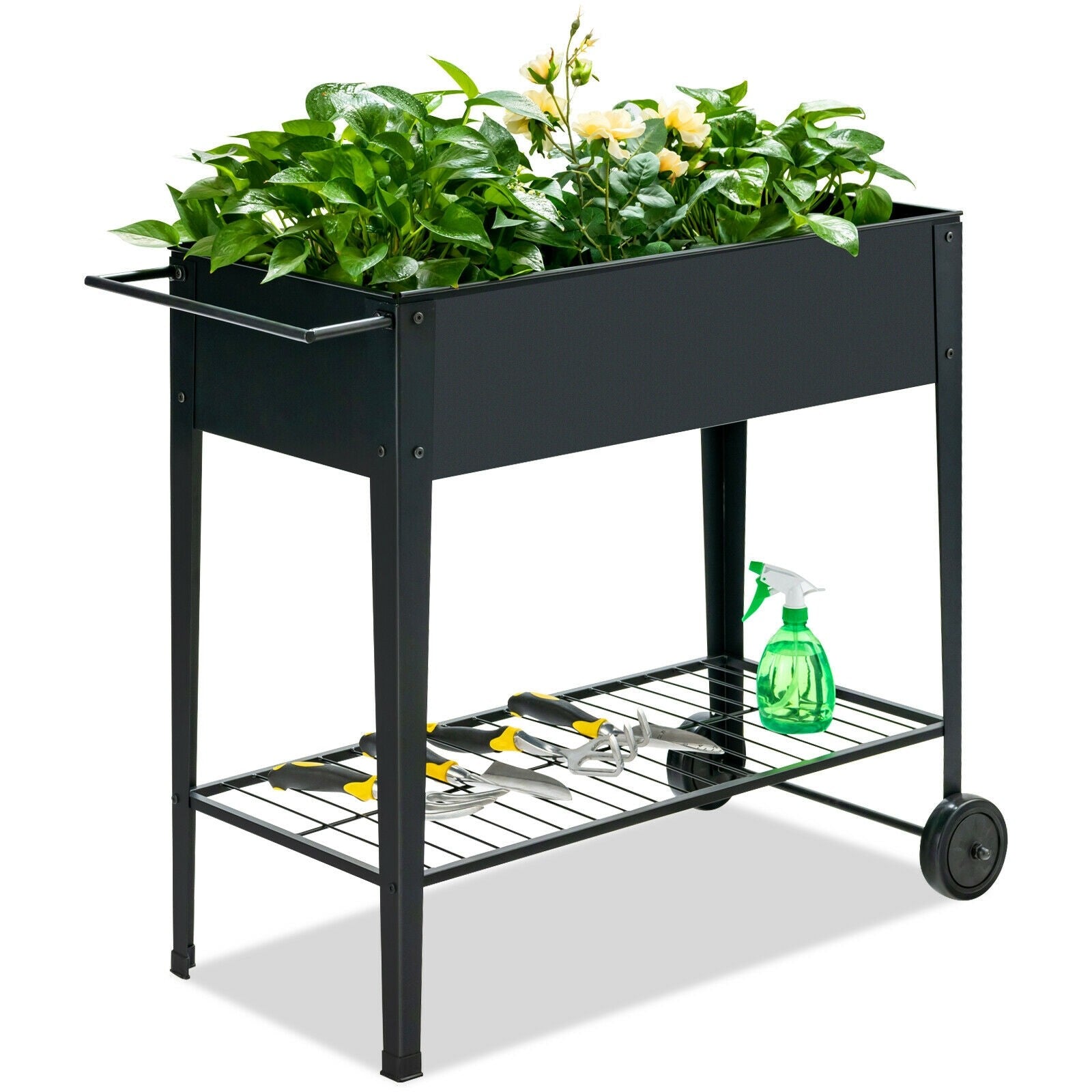 Outdoor Raised Garden Bed on Wheels with Legs