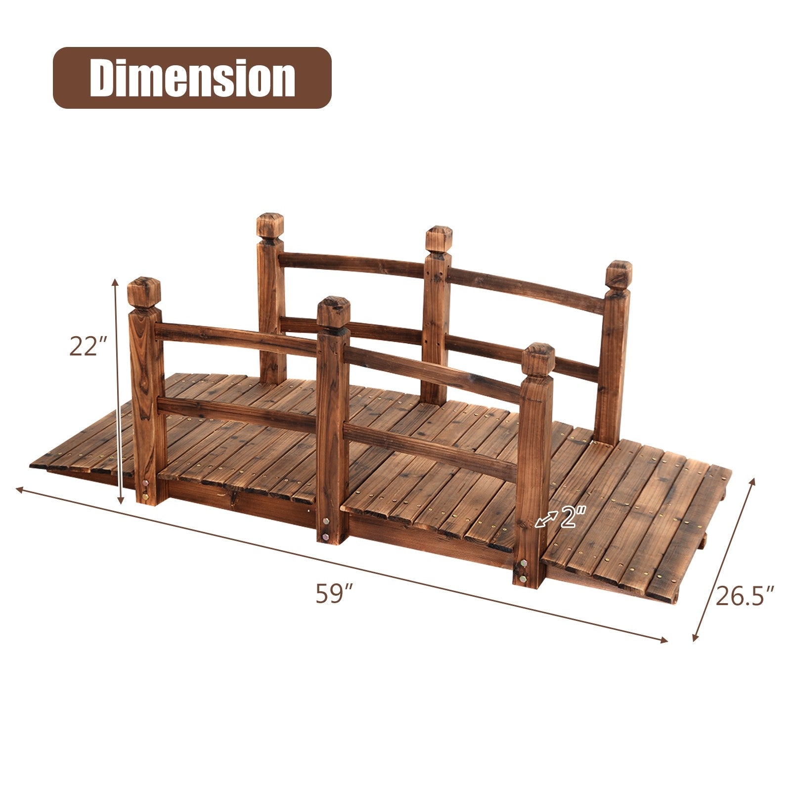 Giantex 5 Ft Wooden Garden Bridge, Stained Wood/Natural Wood  Garden Bridge