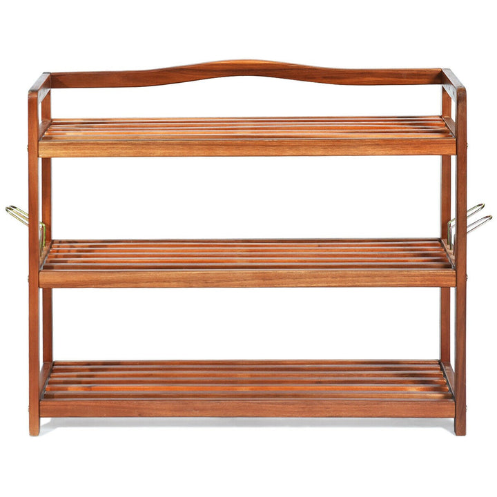 Giantex 3-Tier Wood Shoe Rack 4 Metal Side Hangers, 29"L x10.5"Wx 24.5"H