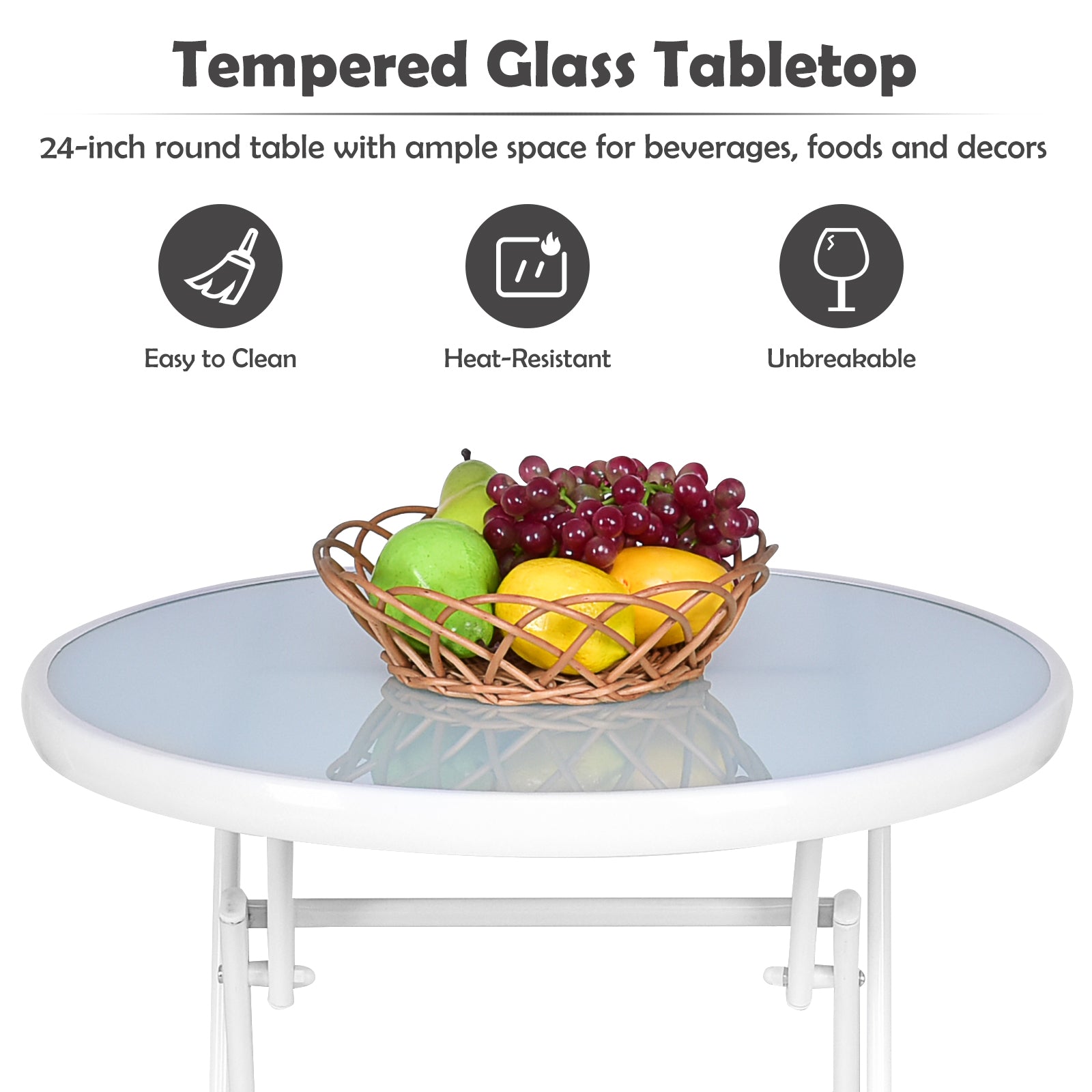 Giantex Bistro Table Set, 3 Piece Patio Bistro Set, Outdoor Folding Table and Chairs