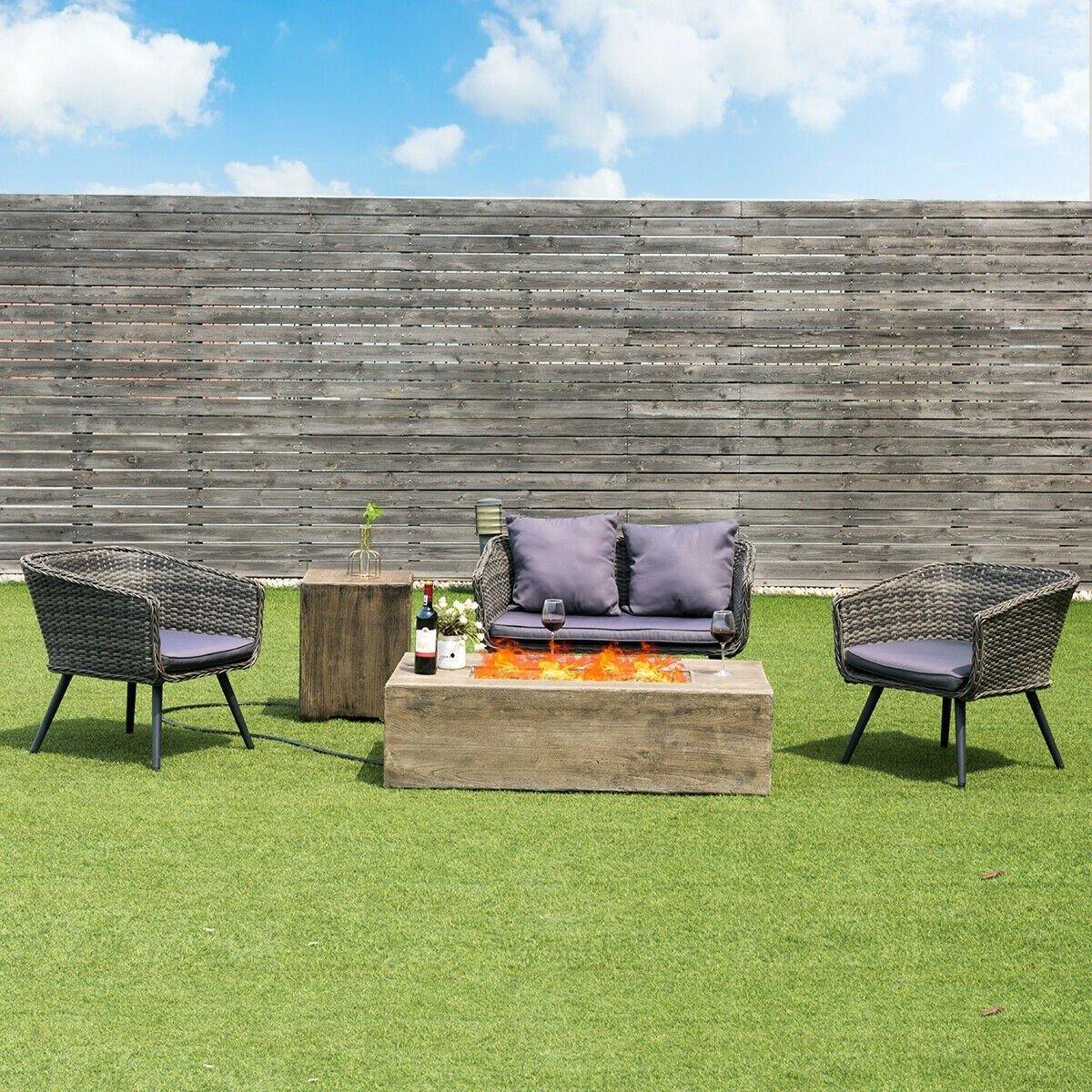 2-Piece Propane Fire Pit Table Set with 20 Gallon Tank Side Table - Giantexus