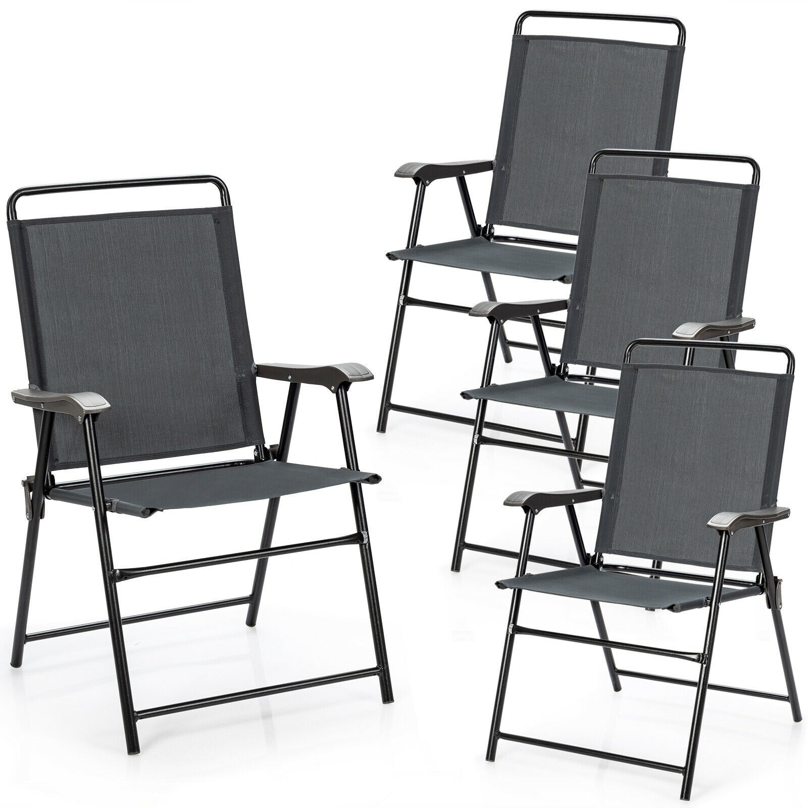 Set of 4 Folding Patio Chairs, Patio Dining Chairs