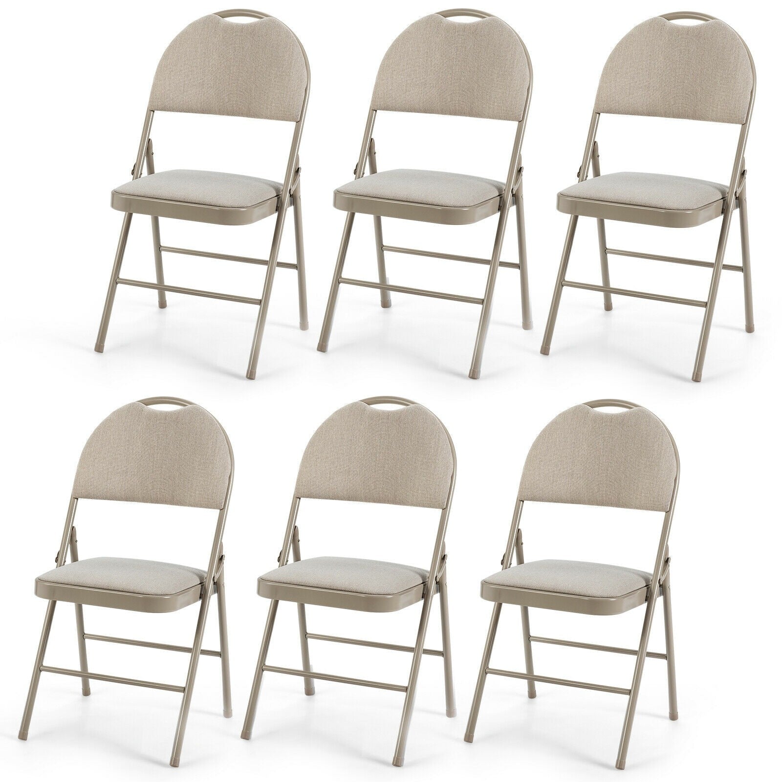 6 PCS Folding Chairs Set Portable Backrest Chair - Giantexus