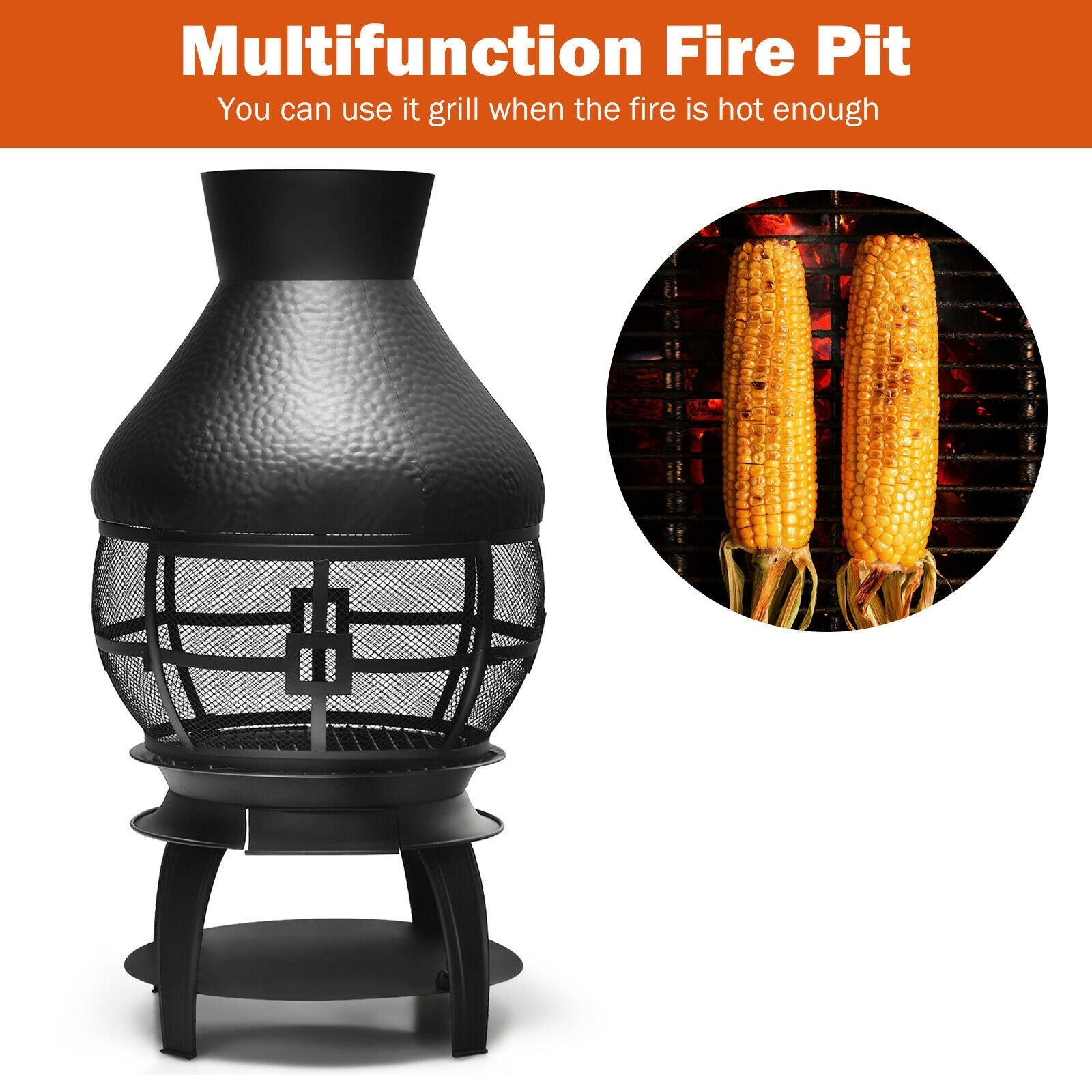 Wood Burning Chiminea, Heavy Duty Fireplace Wooden Chiminea Fire Pit