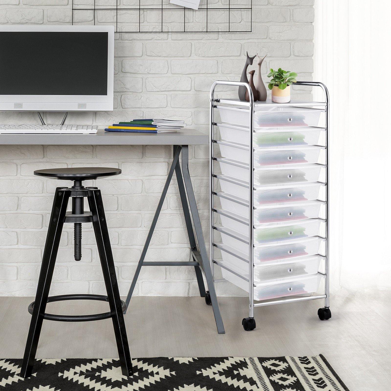 10 Drawer Rolling Storage Cart Scrapbook Paper Office School Organizer - Giantexus