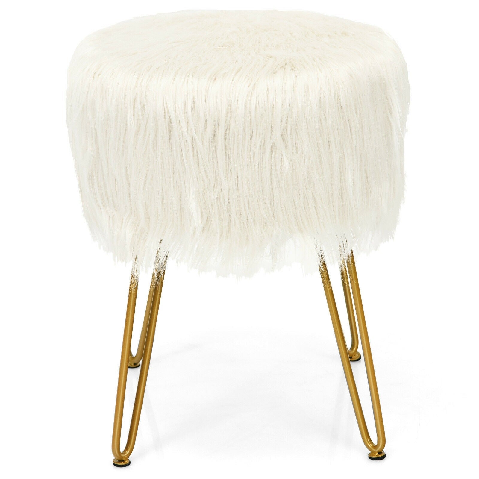 Ottoman Footrest, Faux Fur Vanity Stool Chair