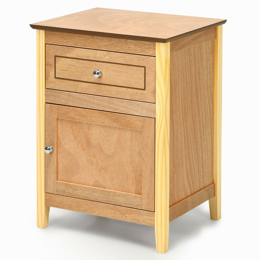 Wooden End Table W/Shelf - Giantex