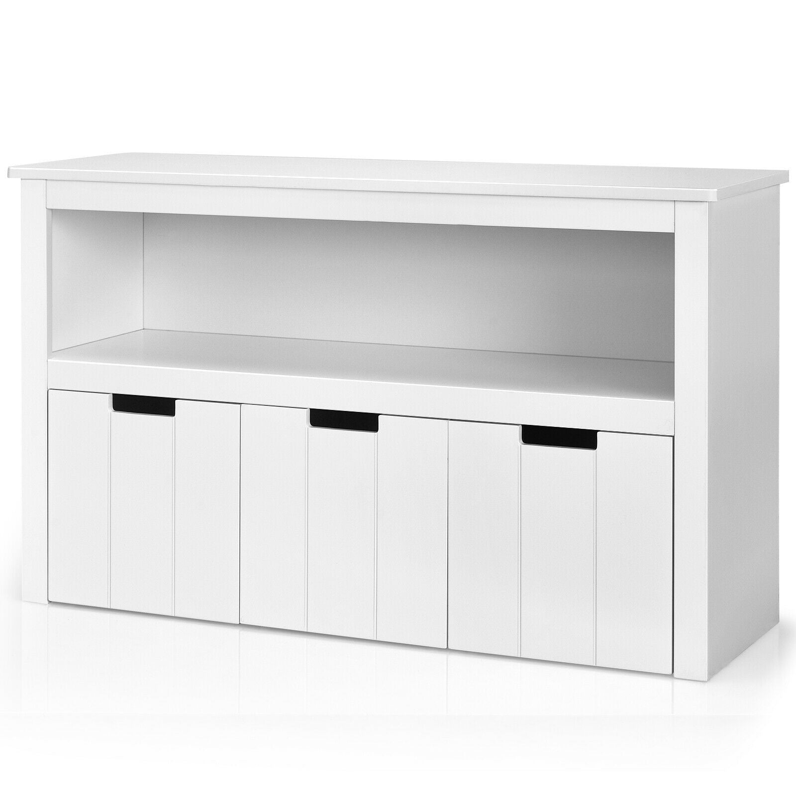 Storage Cabinet with 3 Removable Drawers Rolling Wheels and Open Shelf