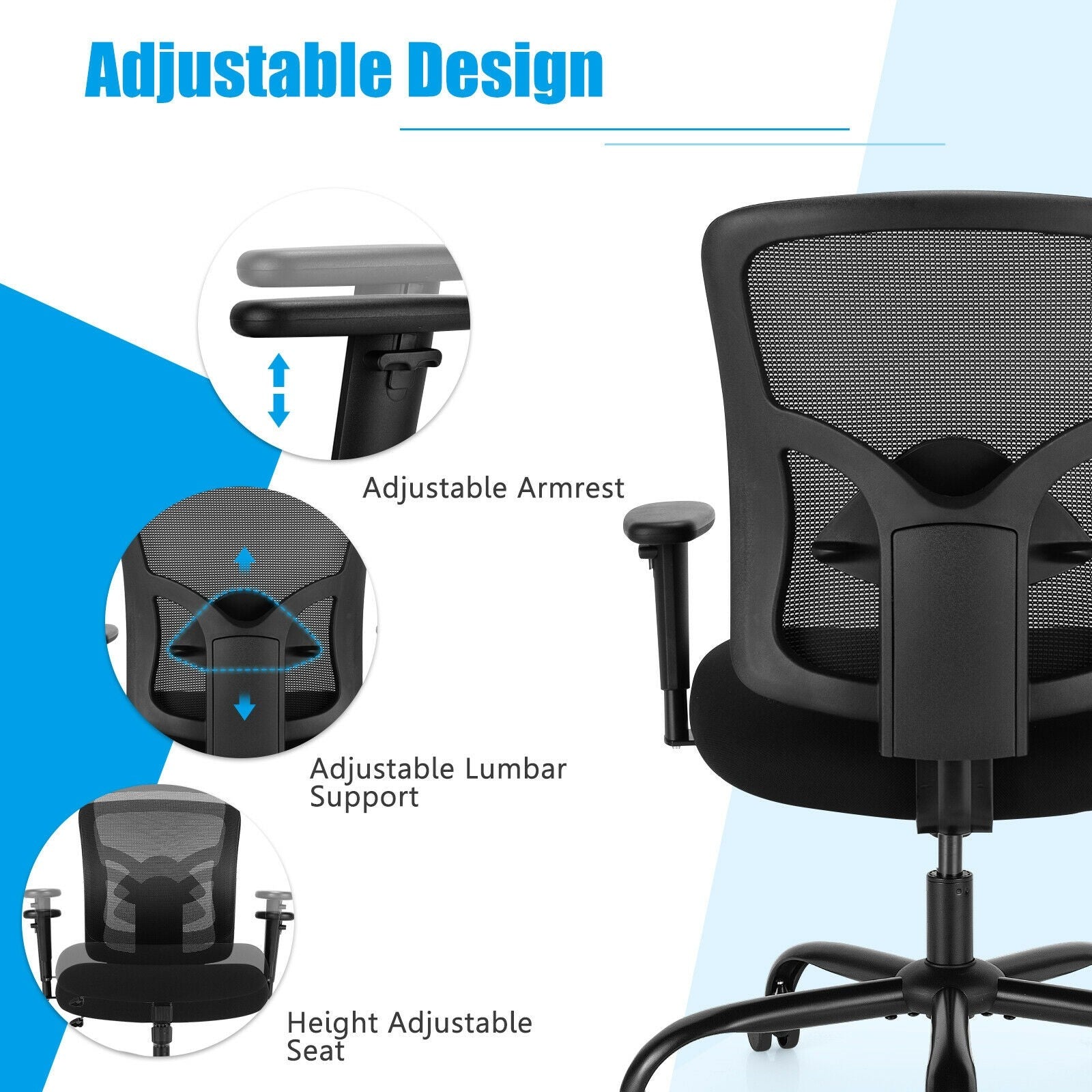 Mesh Office Computer Chair, 400 lbs Big and Tall Ergonomic Executive Chair