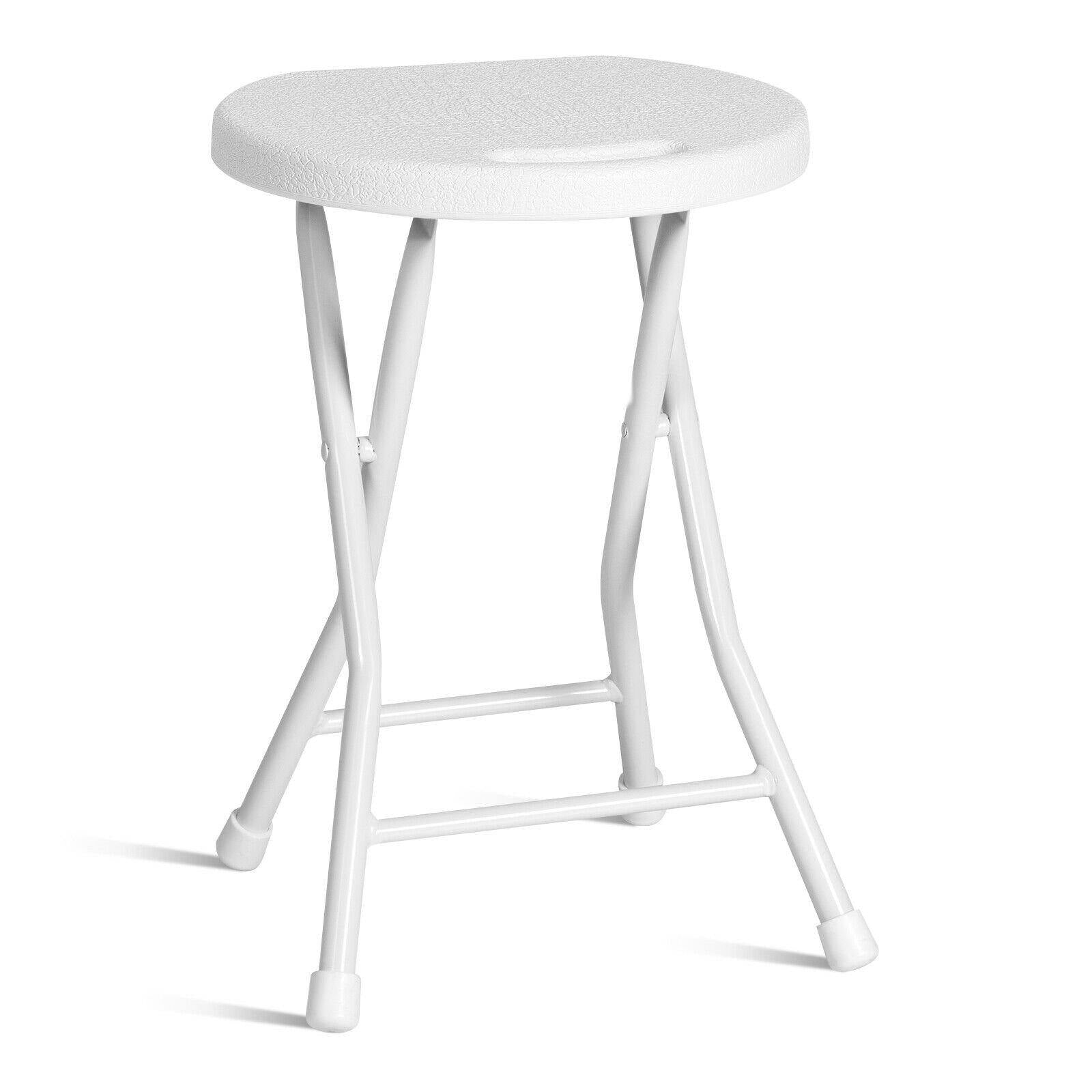 Set of 4 Folding Stool, Round Foldable Bar Stools - Giantexus