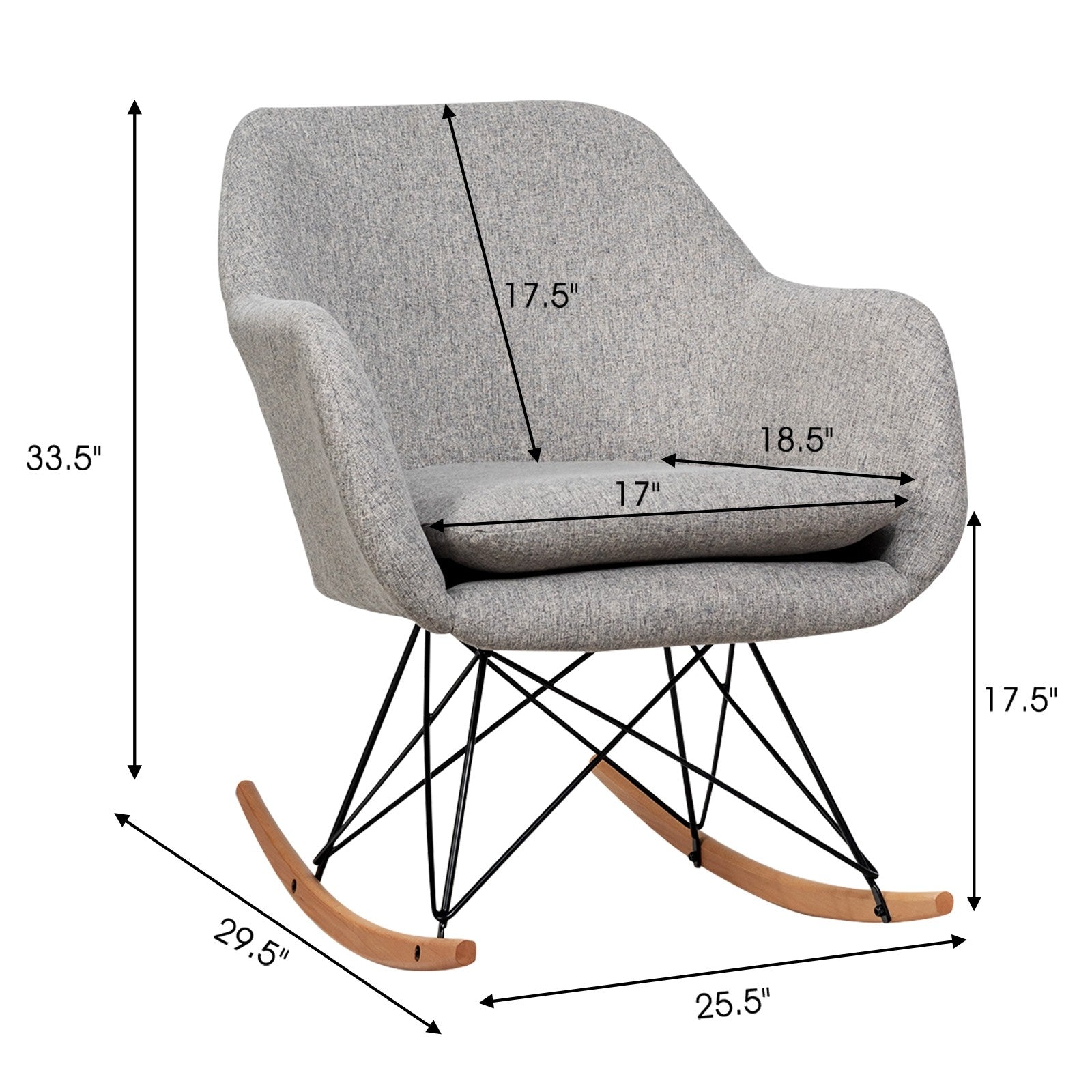 Accent Rocking Chair with Cushion - Giantexus