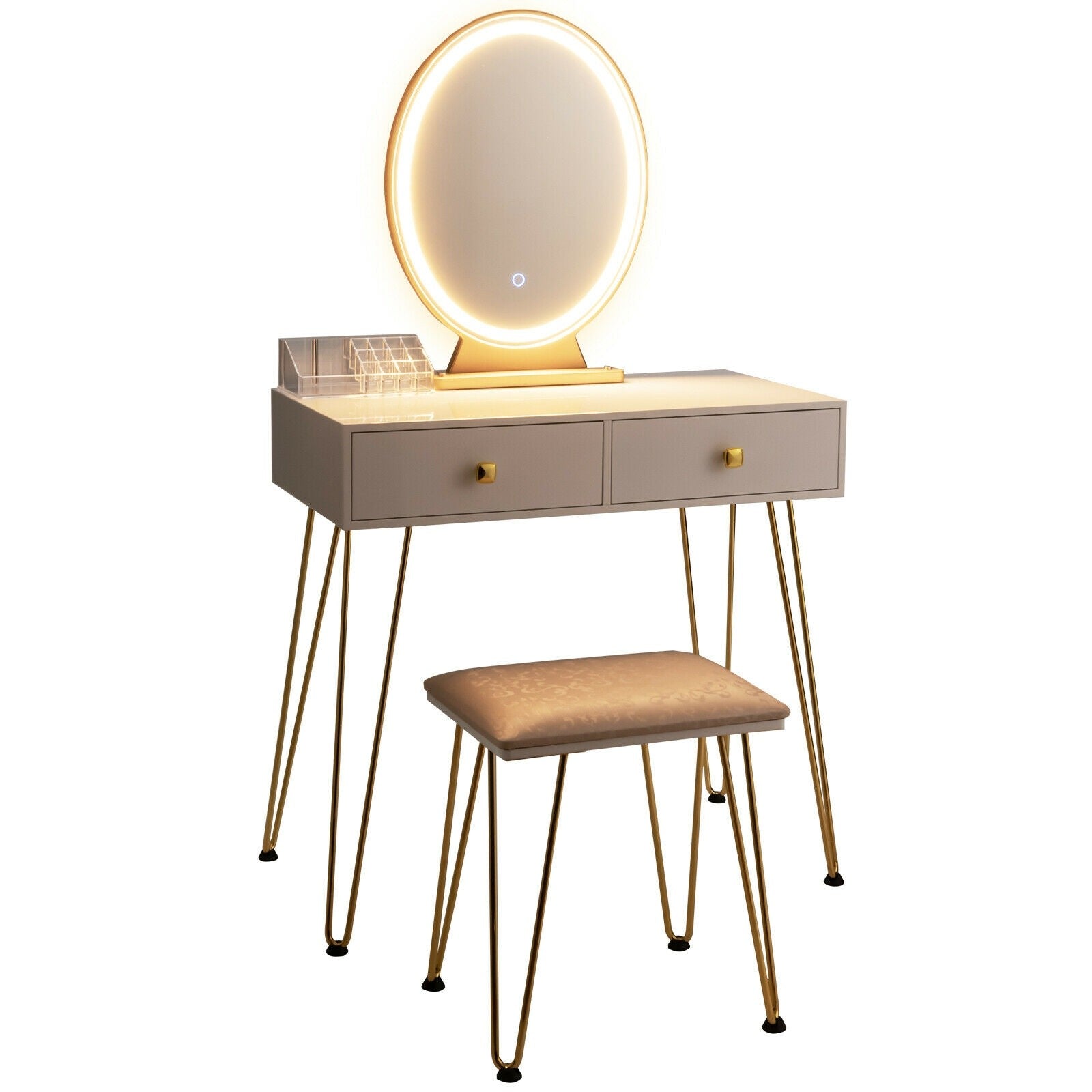 CHARMAID | Vanity Set with Lighted Mirror - Giantexus