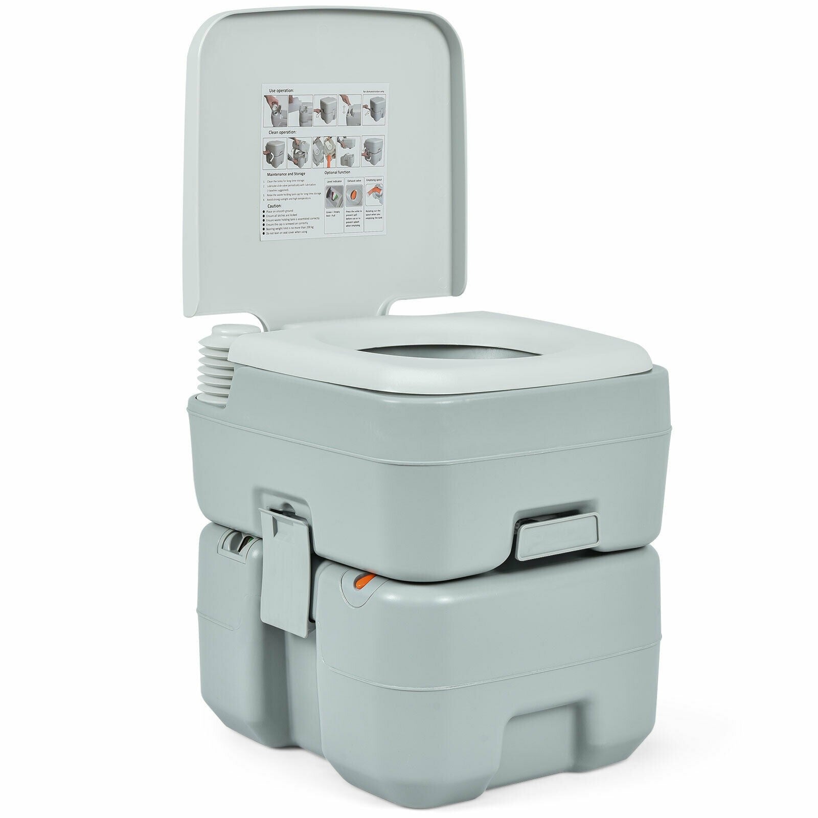 Portable Toilet 5.3 Gallon with Powerful Push Pump