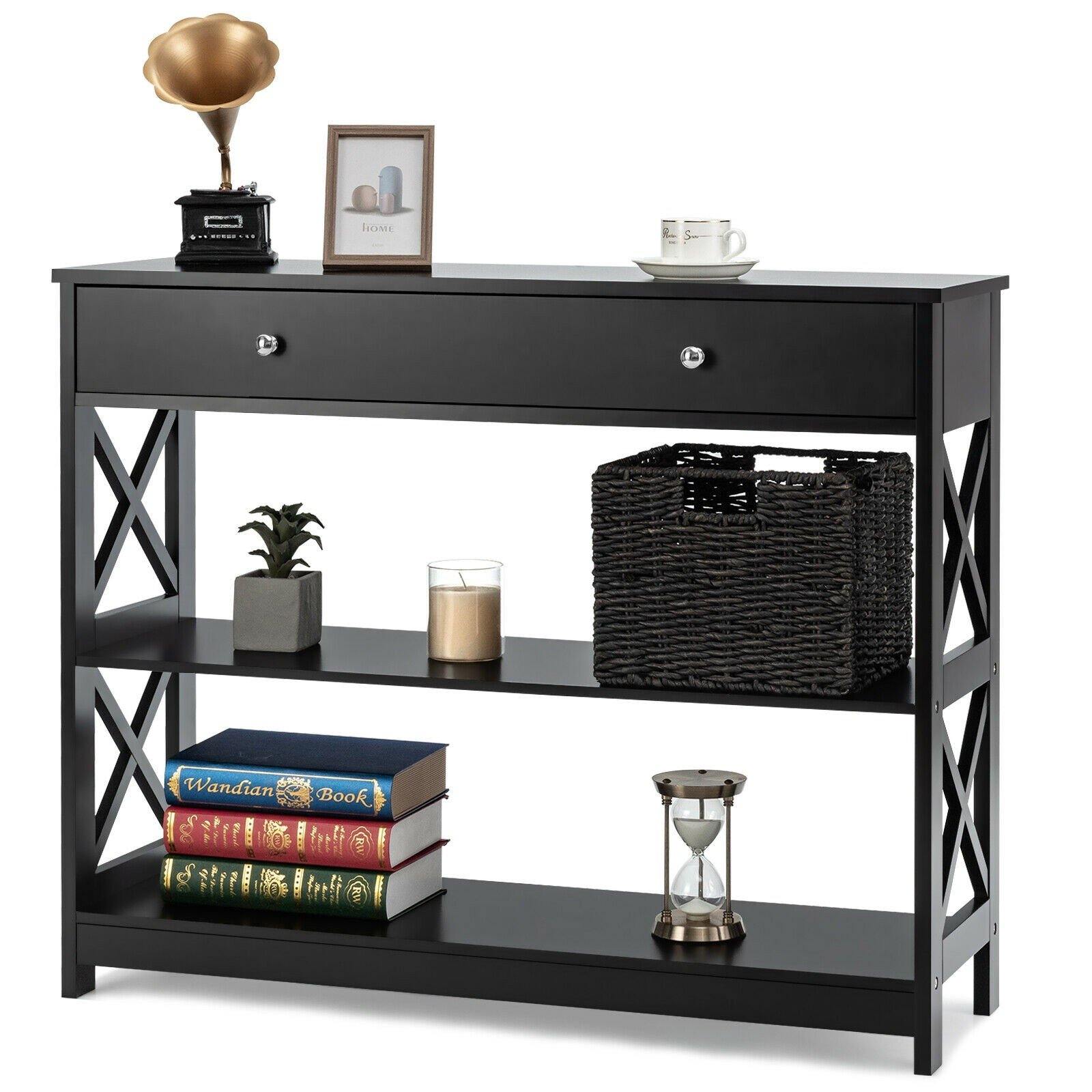 3-Tier Console Table with Drawers - Giantexus