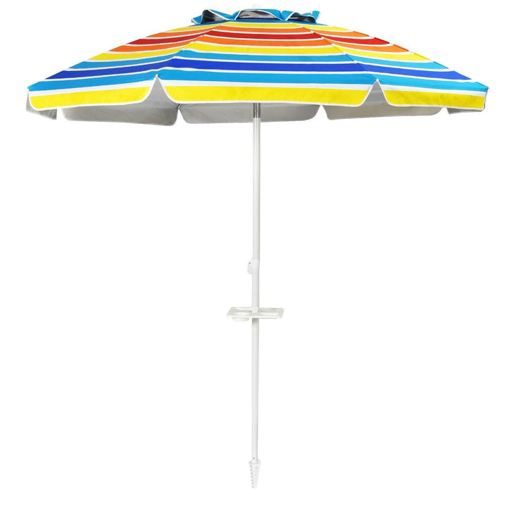 Giantex 7.2 Ft Beach Umbrella, Patio Sunshade Umbrella with Sand Anchor & Cupholder - Giantexus