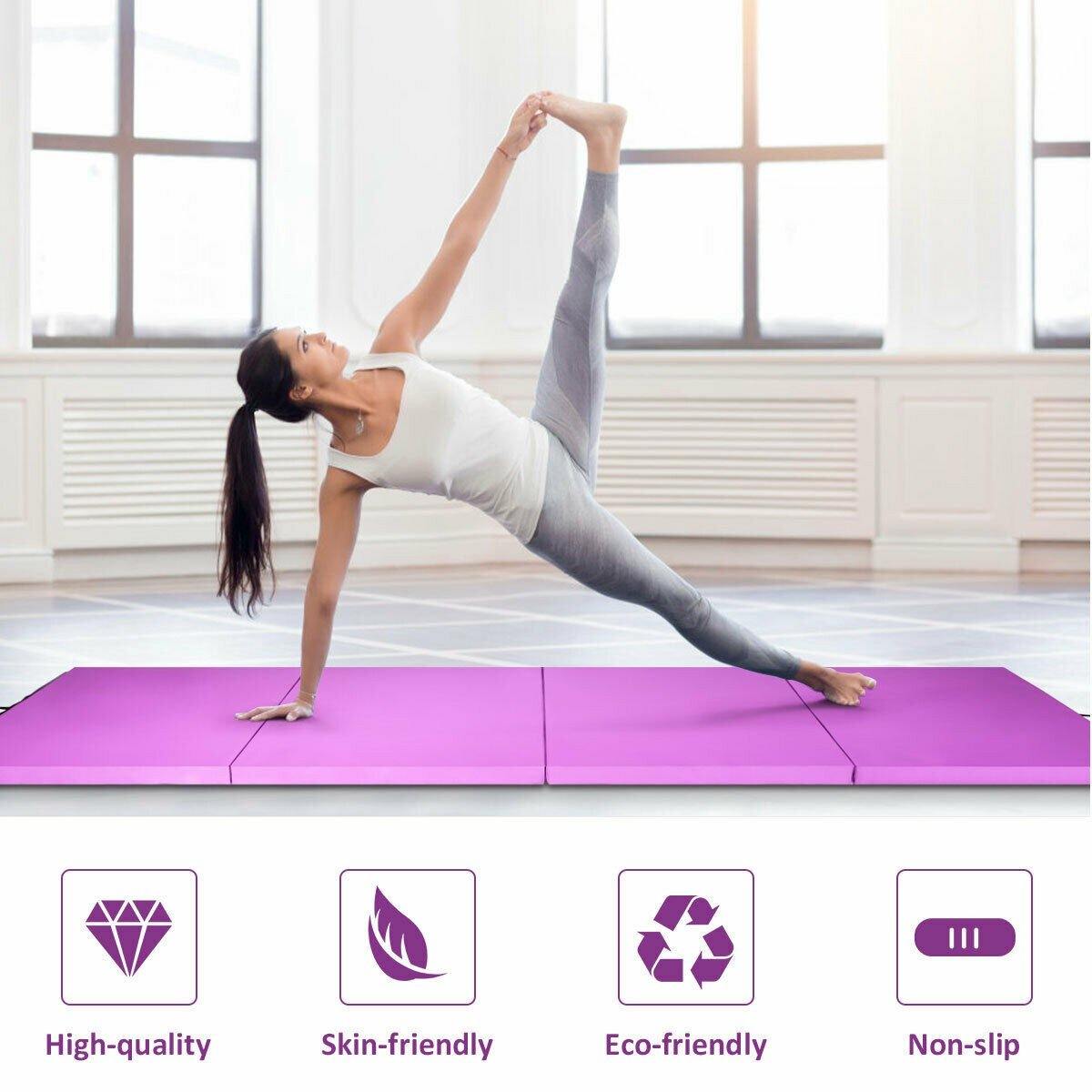 4'x8'x2 Gymnastics Mat, Folding Anti-Tear Gymnastics Panel Mats w/Carrying Handles - Giantexus