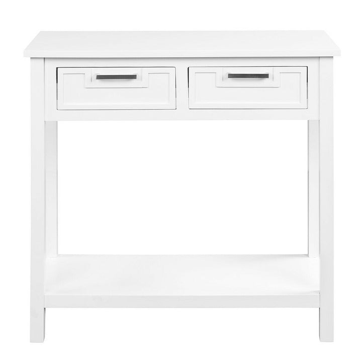 Console Sofa Table with 2 Drawers and Bottom Shelf