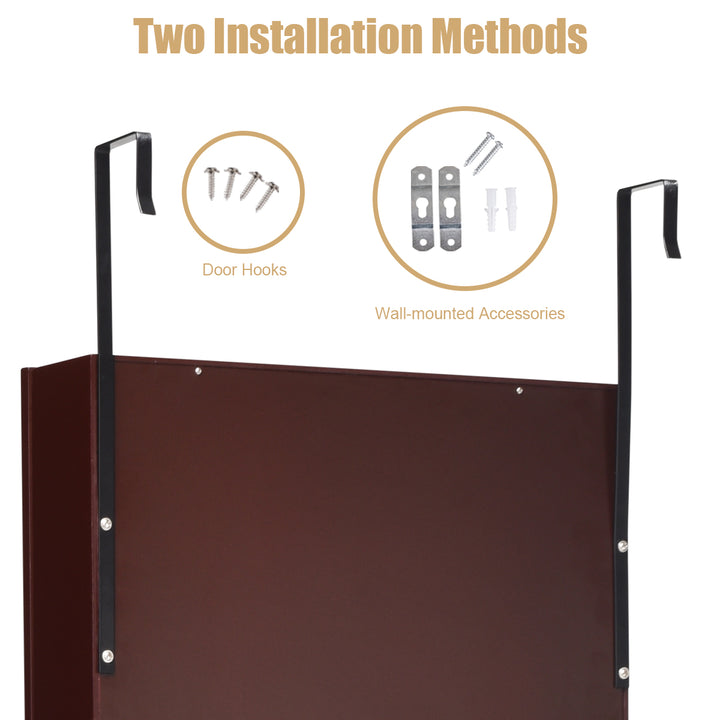  15 LEDs Wall Door Mounted Jewelry Armoire with Mirror - Giantex