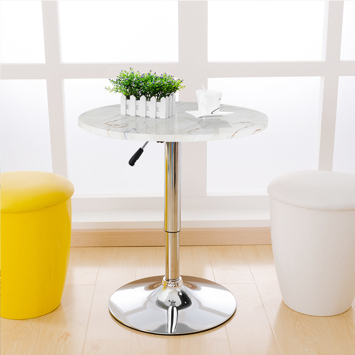 Round Pub Table Height Adjustable, 360 Swivel Cocktail Pub Table