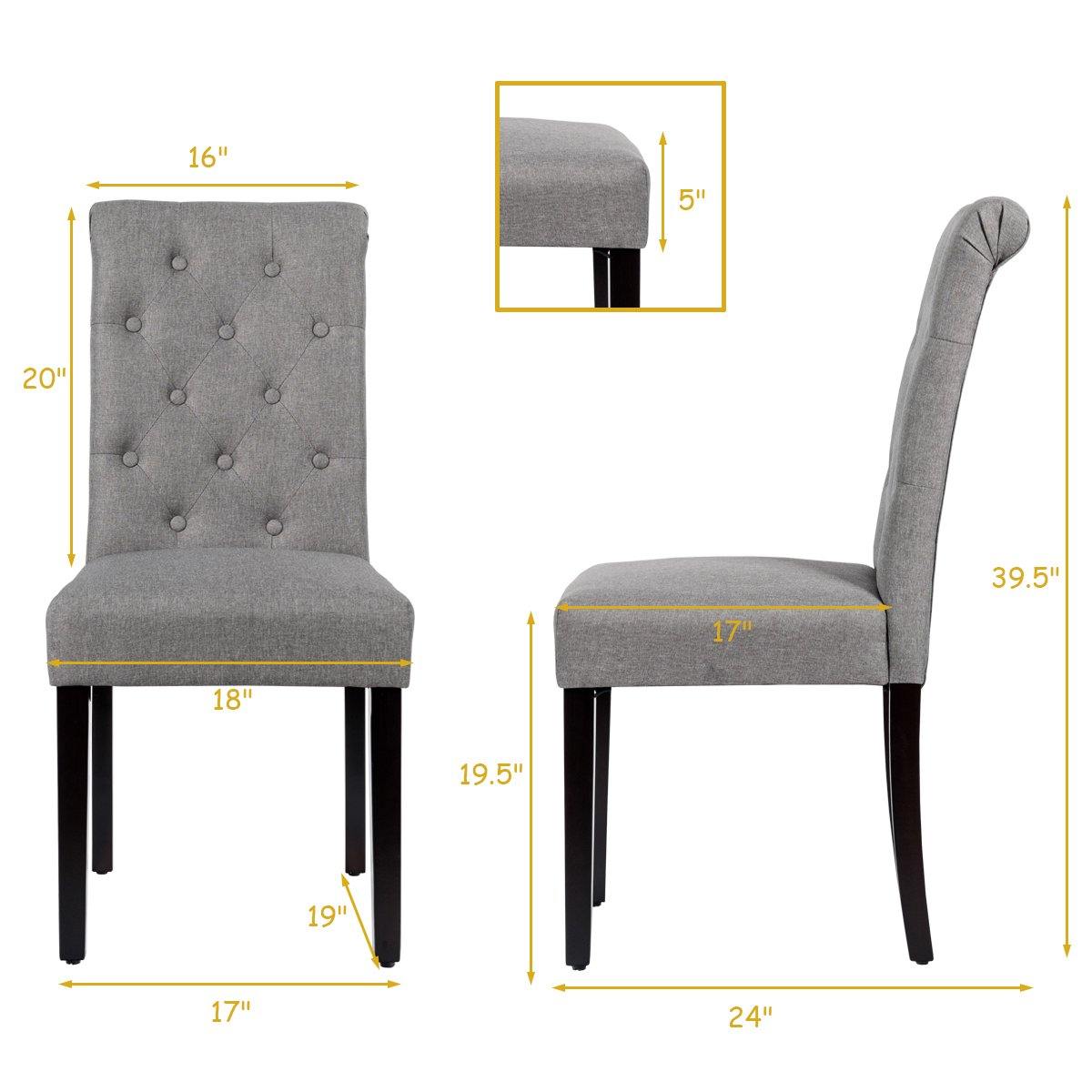Upholstered Accent Dining Chairs Set of 2 - Giantexus