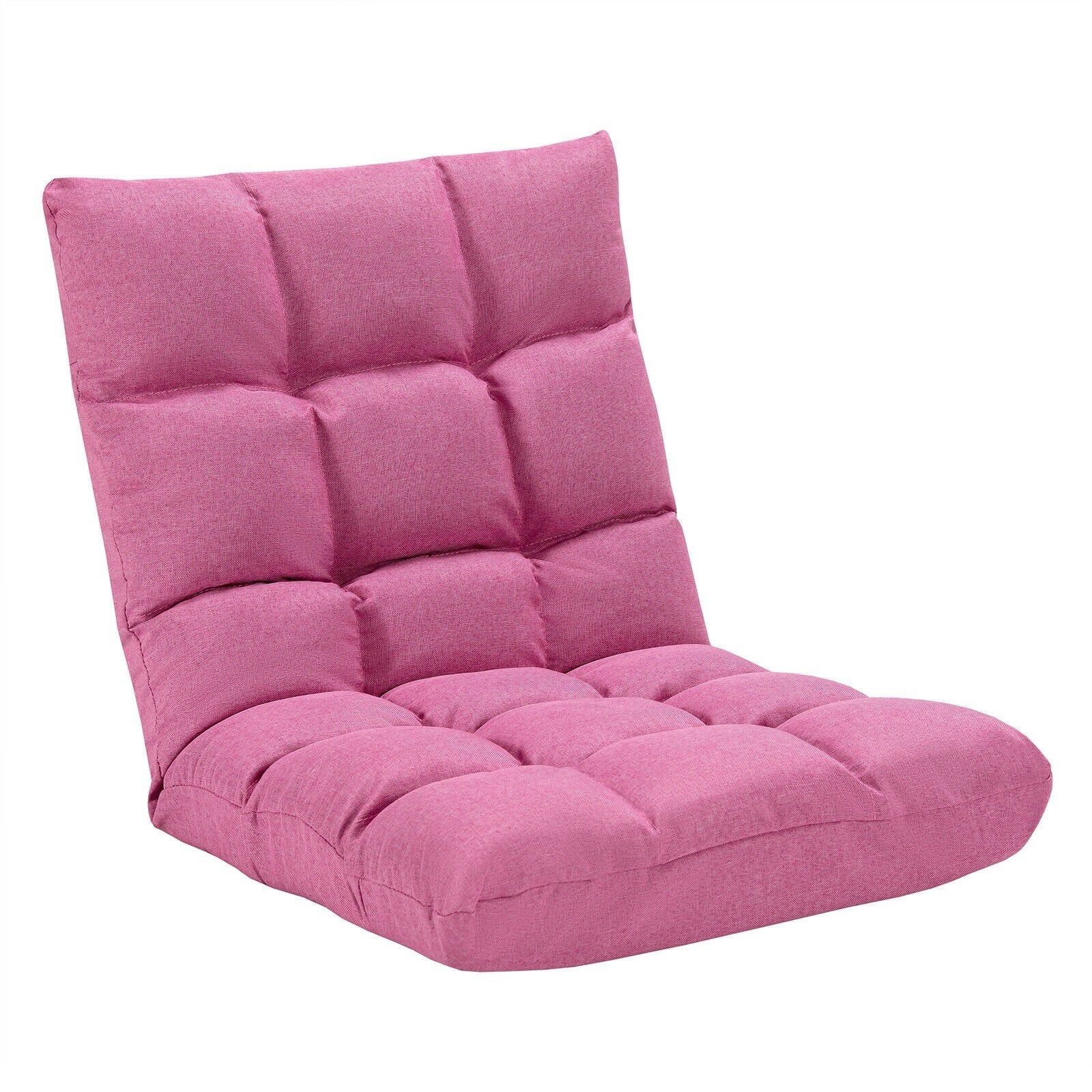 Adjustable Floor Gaming Sofa Chair 14-Position Cushioned Folding - Giantexus