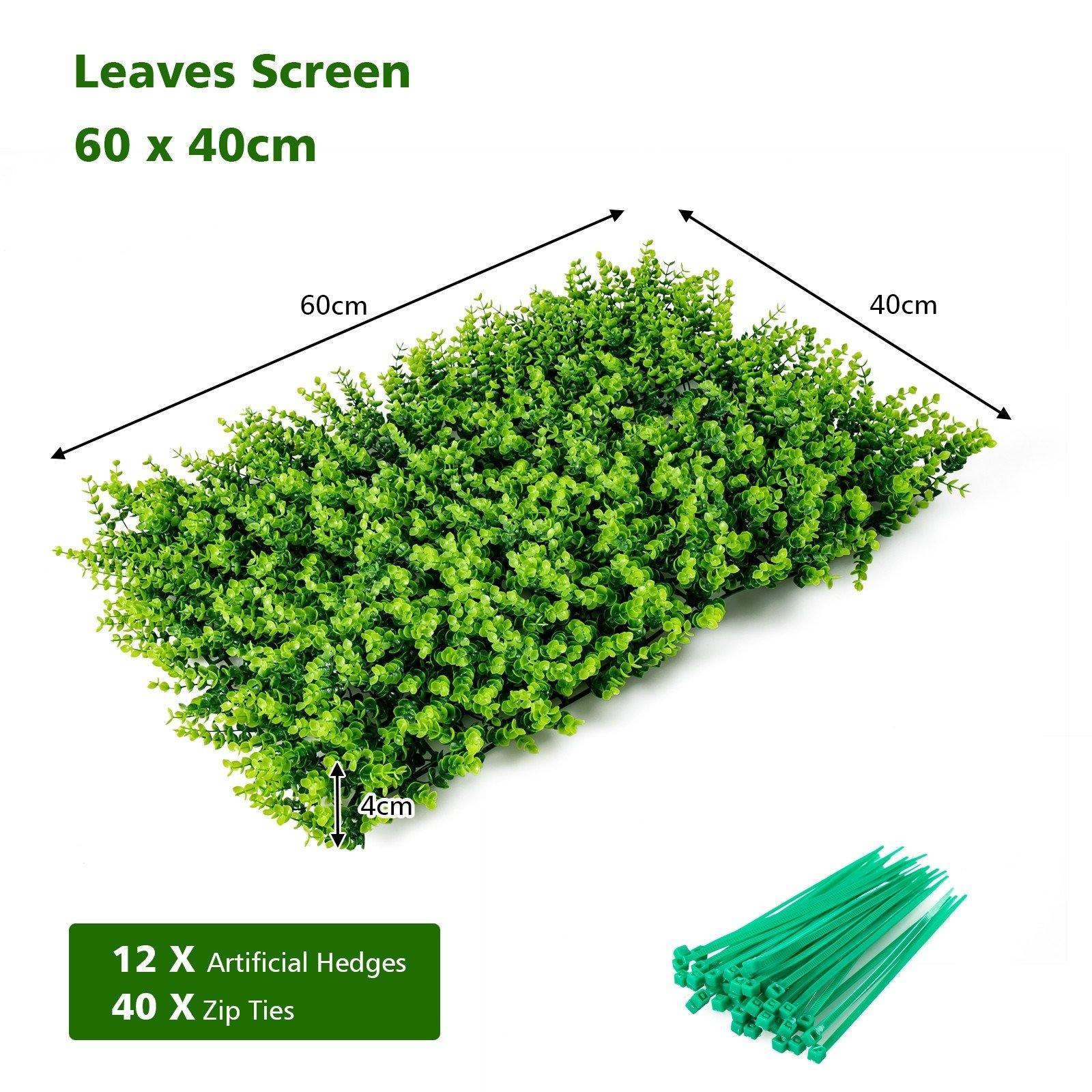 12 Pcs 16x24inch Artificial Eucalyptus Hedge Plant Privacy Fence Panels - Giantexus