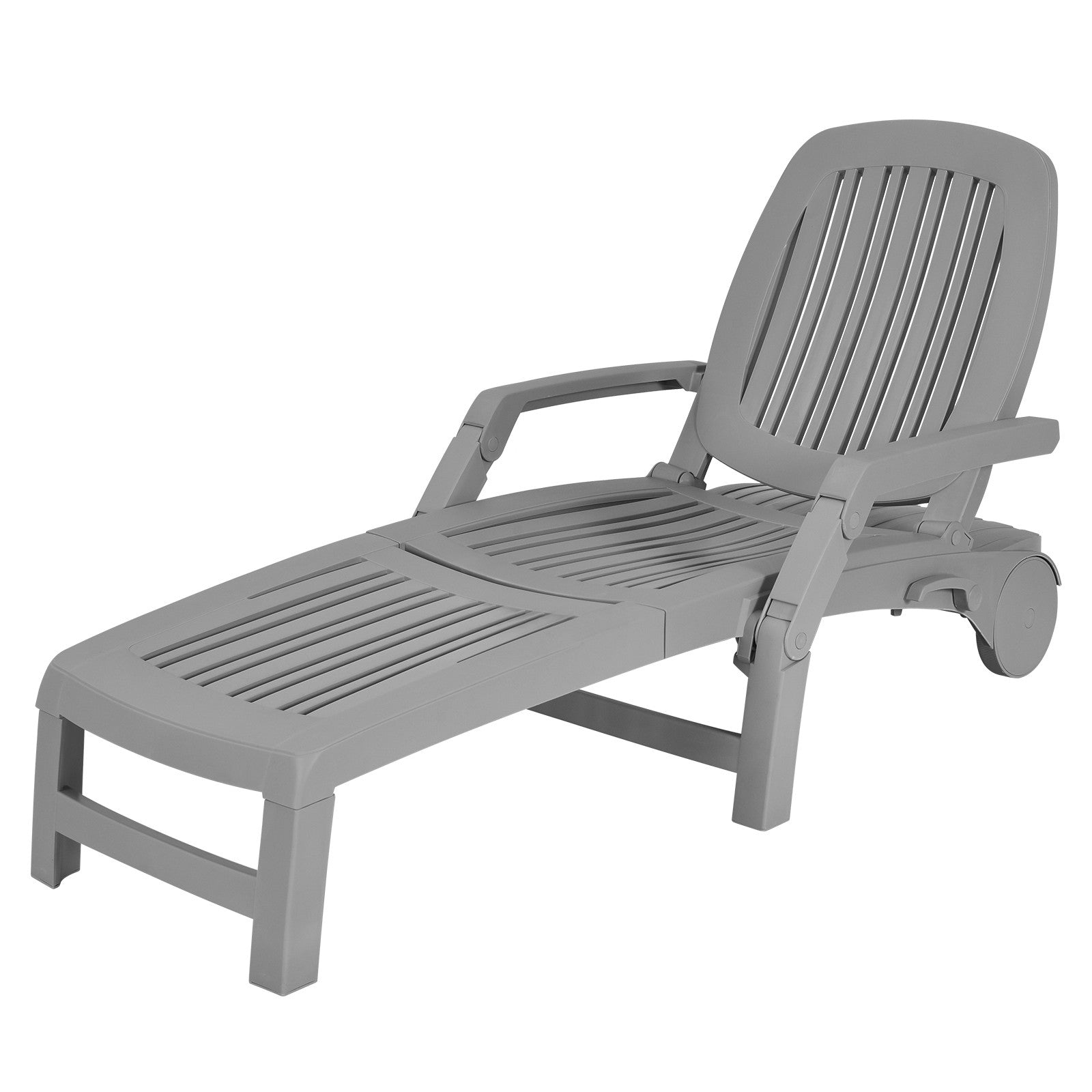 Chaise Lounge Outdoor,Foldable Sun Lounger with Wheels - Giantexus