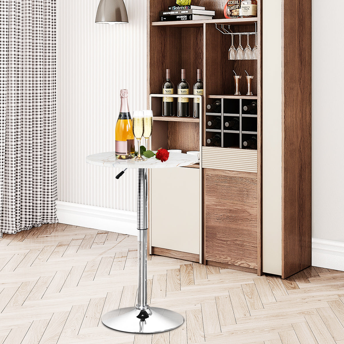 Round Pub Table Height Adjustable, 360 Swivel Cocktail Pub Table