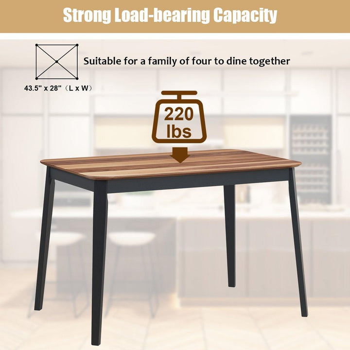 Wood Dining Table, Rectangular Kitchen Table (Walnut & Black) - Giantexus