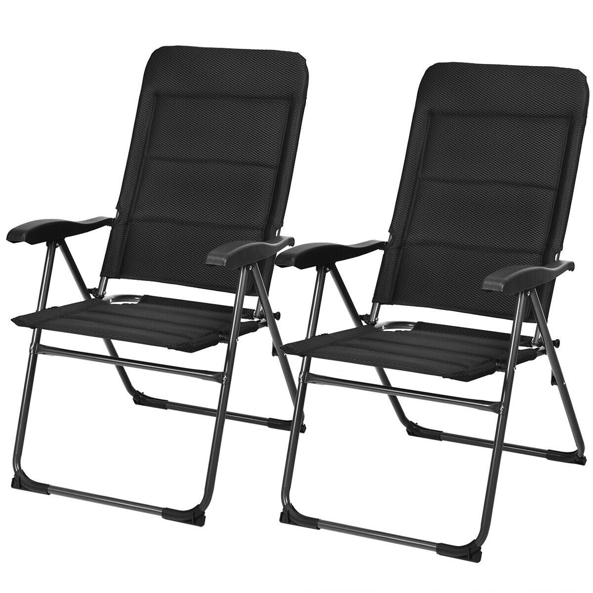 Set of 2 Patio Chairs, Folding Chairs with Adjustable Backrest
