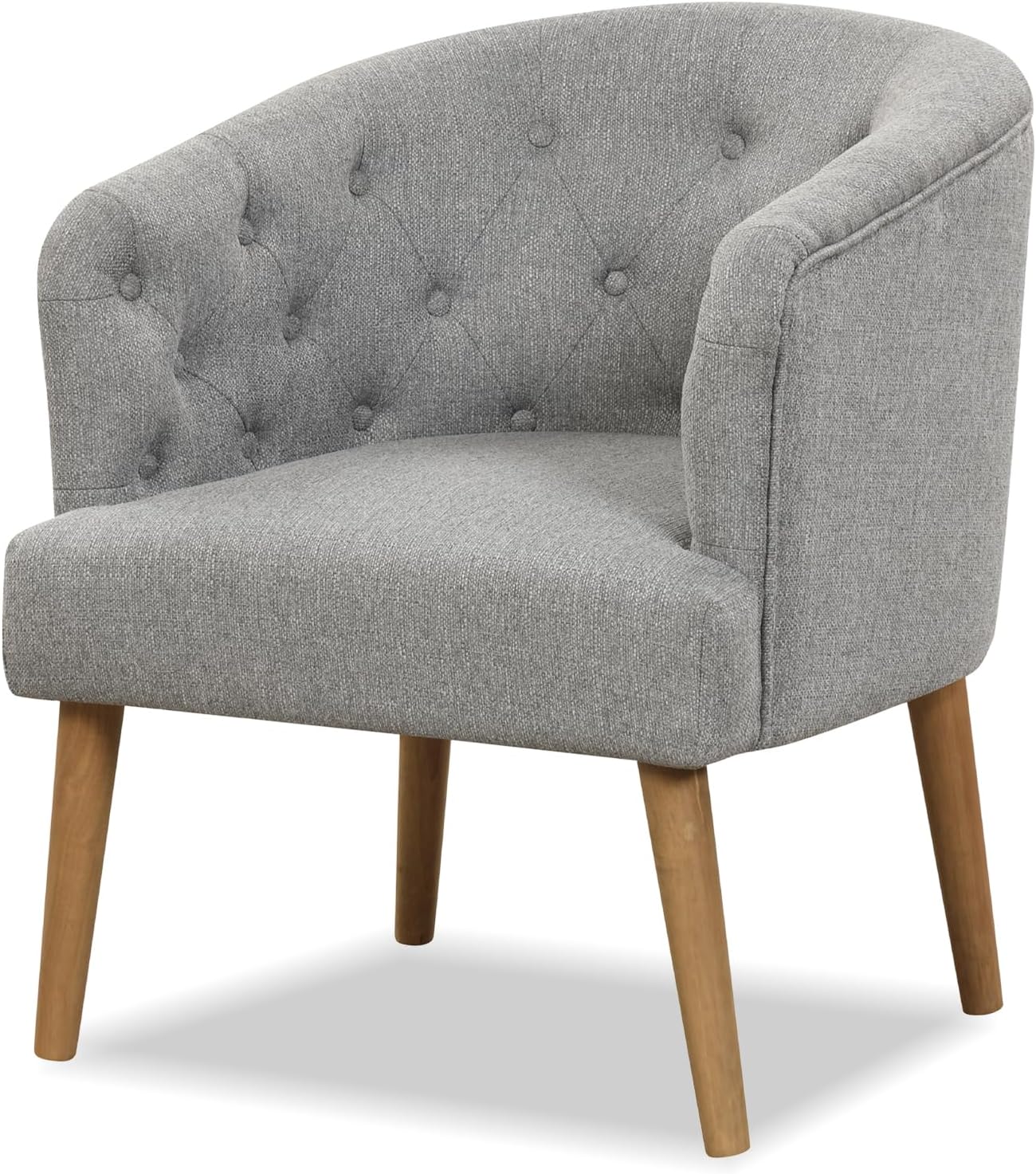 Giantex Tufted Accent Chair Set of 2 Grey, Upholstered Accent Armchair with Rubber Wood Legs