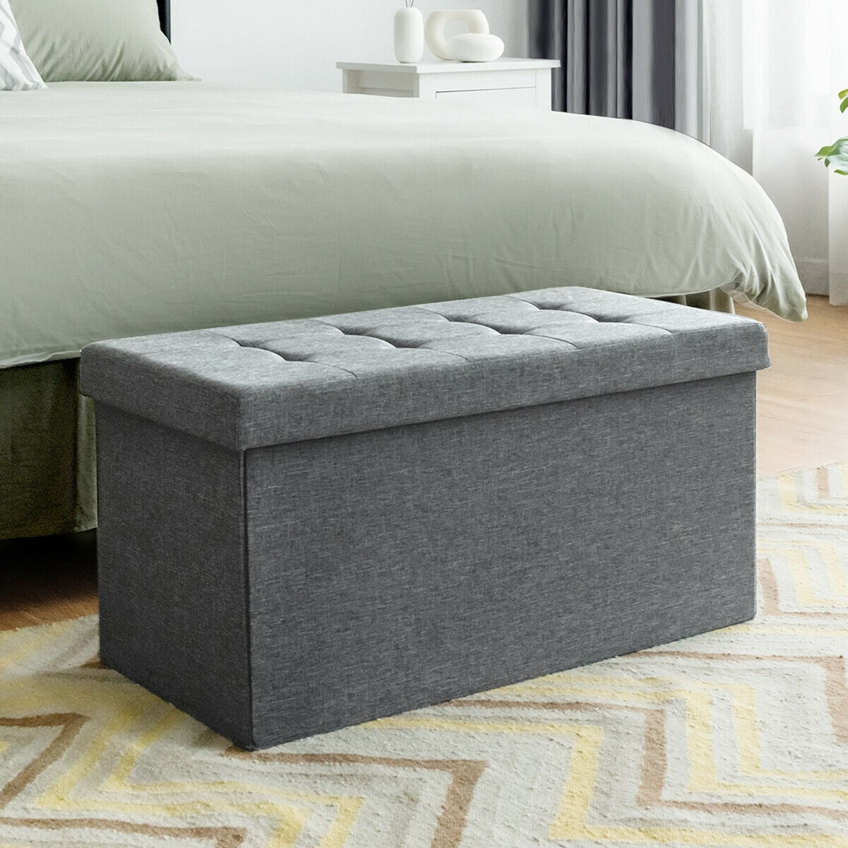 Storage Ottoman Footrest 31.5 Inch Fold-able Toy Organizers
