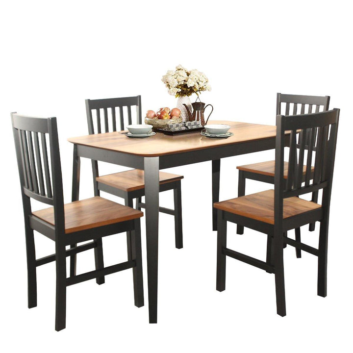 Wood Dining Table, Rectangular Kitchen Table (Walnut & Black) - Giantexus