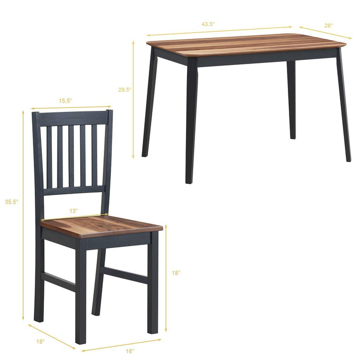 Wood Dining Table, Rectangular Kitchen Table (Walnut & Black) - Giantexus