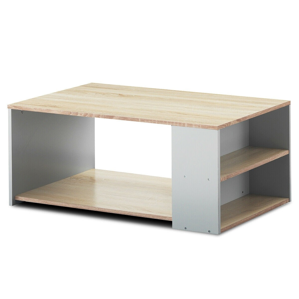 Coffee Table with Storage Shelves Stable Frame,Smooth Surface & Extra Storage Space