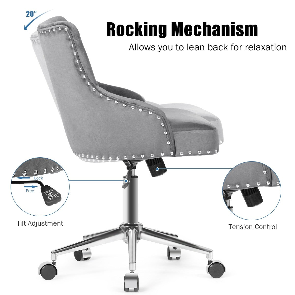 Giantex Modern Home Office Chair, Adjustable Task Chair Computer Desk Chair