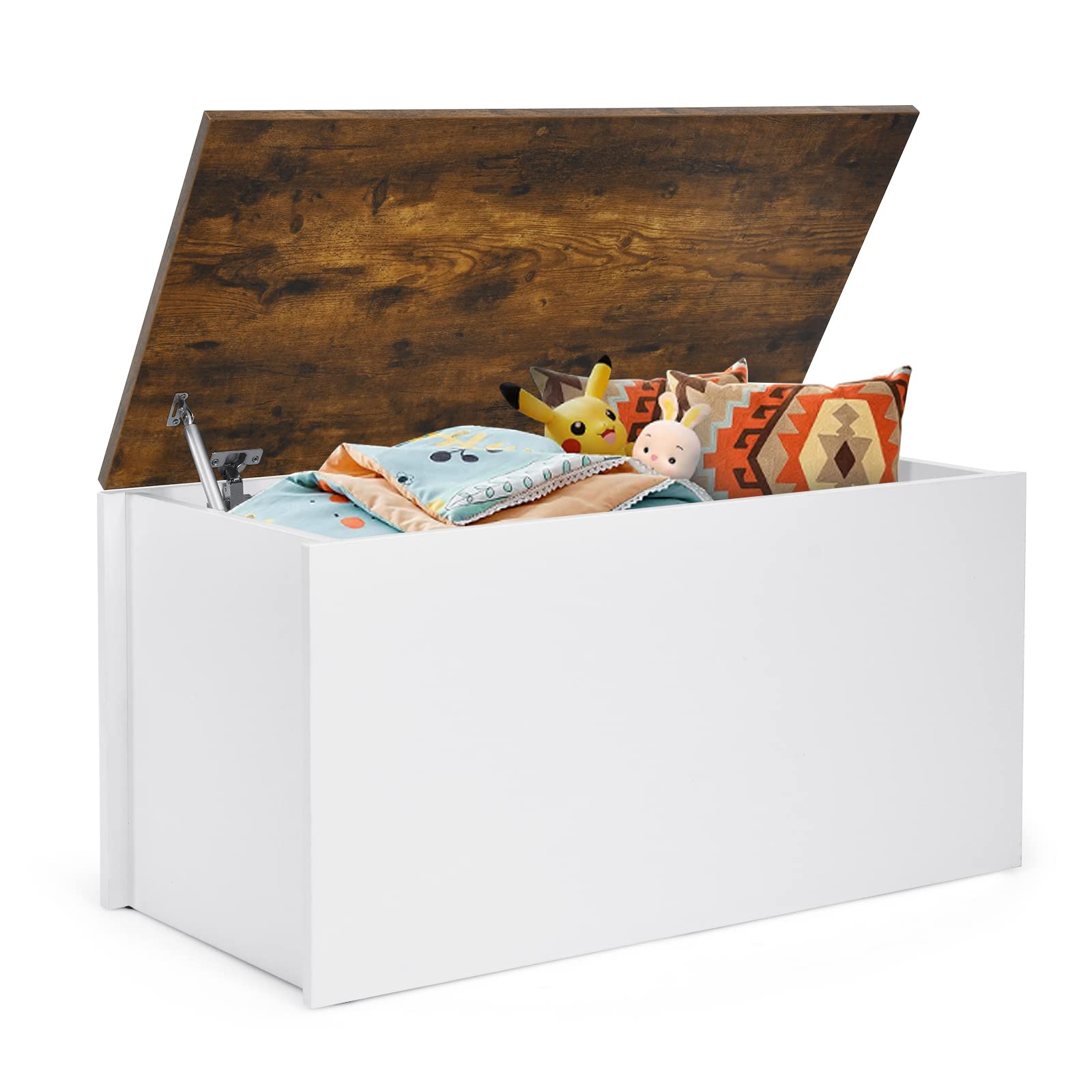 Giantex Flip-top Storage Chest, Lift Top Storage Bench w/Pneumatic Rod & Safety Hinges