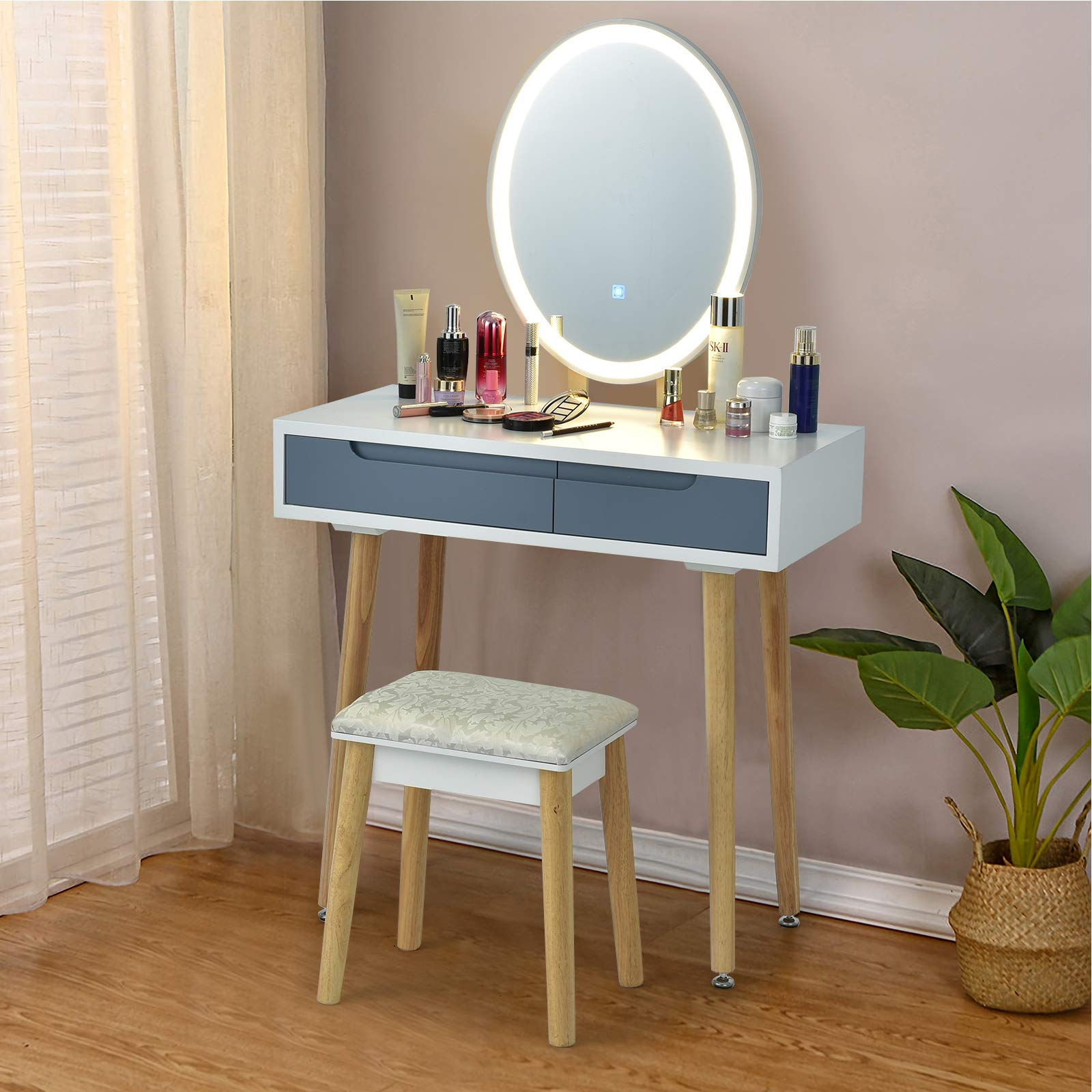 CHARMAID Vanity Set with Lighted Mirror - Giantexus