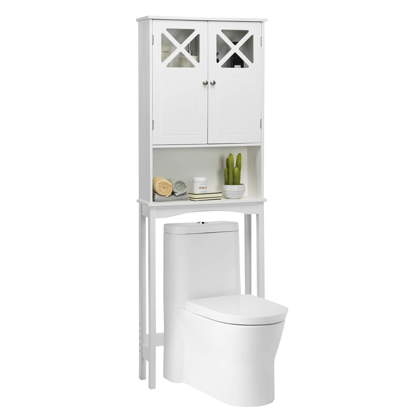 Over-The-Toilet Bathroom Space Saver with Adjustable Shelf