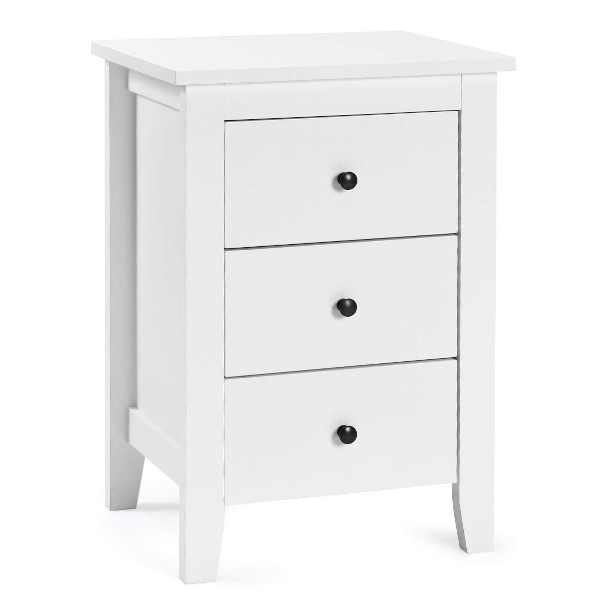 Giantex Nightstand W/ 3 Drawers Large Storage Space, Solid Structure and Stable Frame (1)