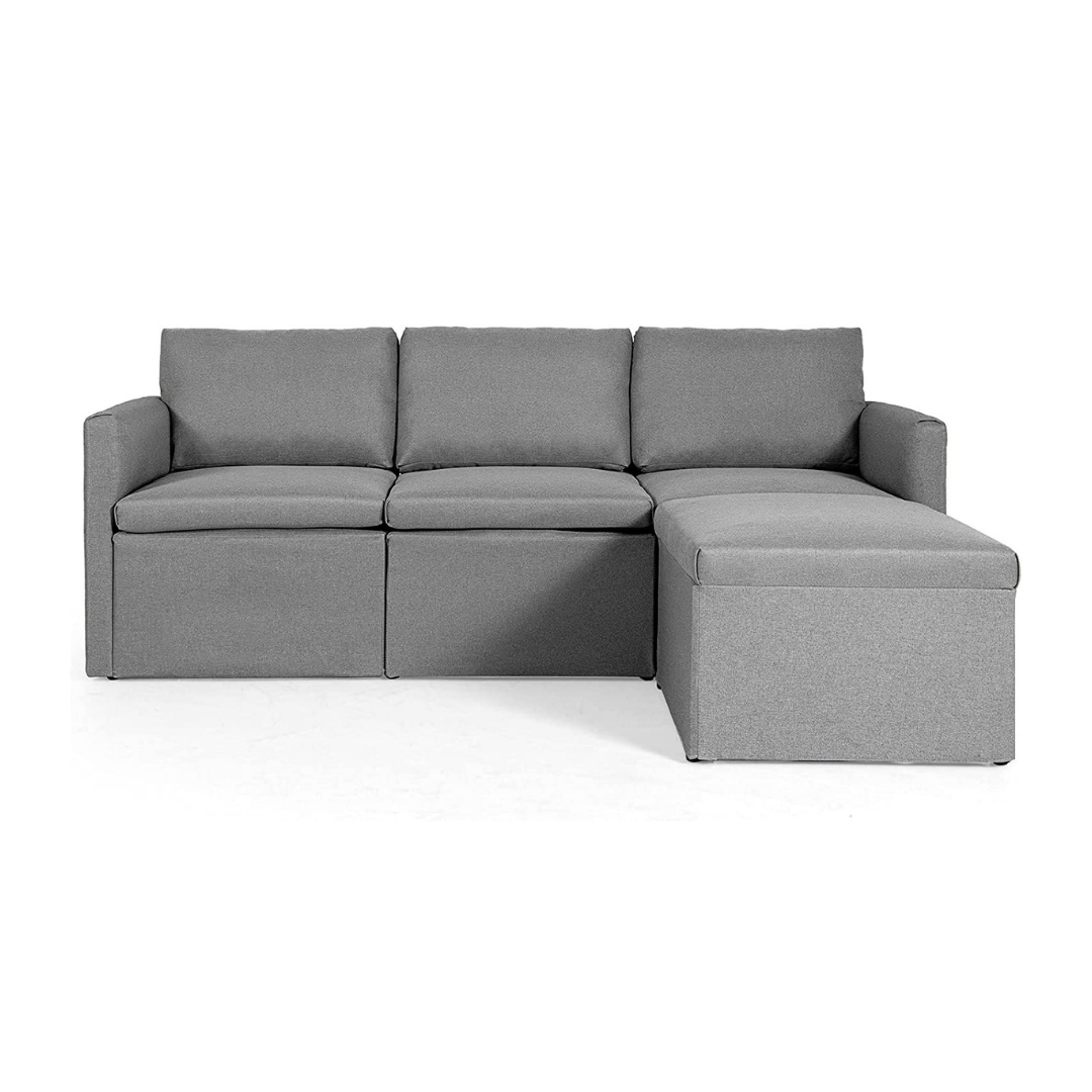 Convertible Sectional Sofa Couch, Modern L-Shaped Sectional Couch 3-Seat Sofa
