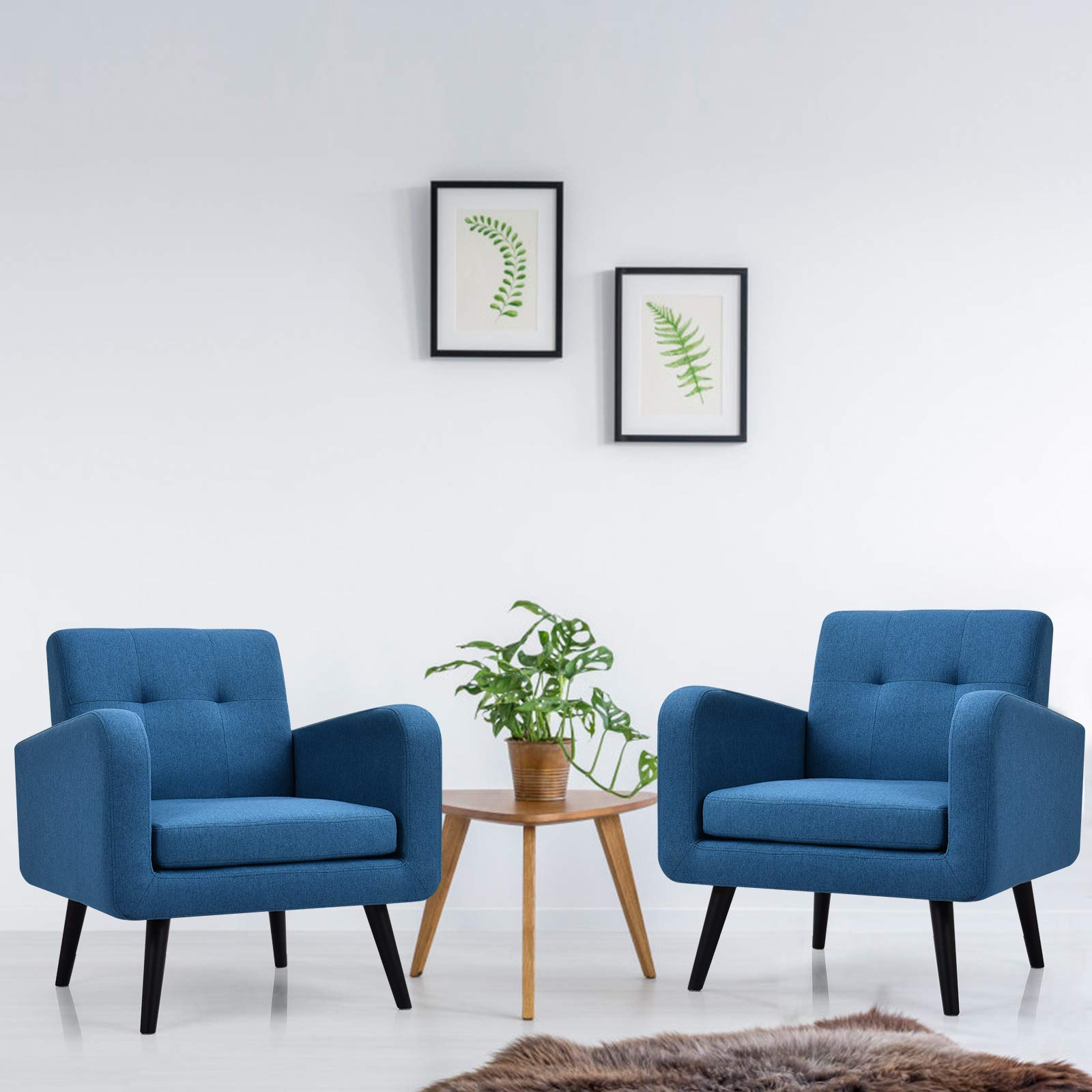 Set of 2 Modern Upholstered Accent Chairs - Giantex