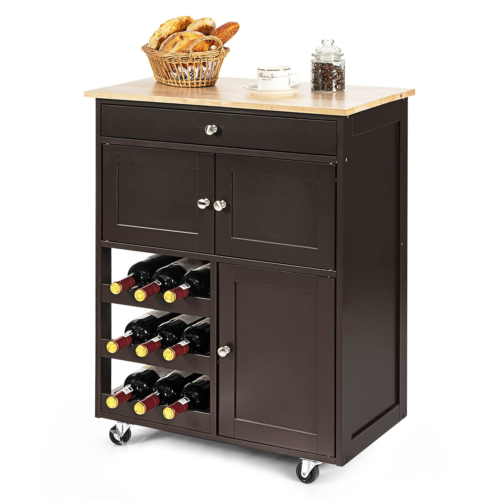 Giantex Kitchen Island Cart, Rolling Kitchen Trolley Cart