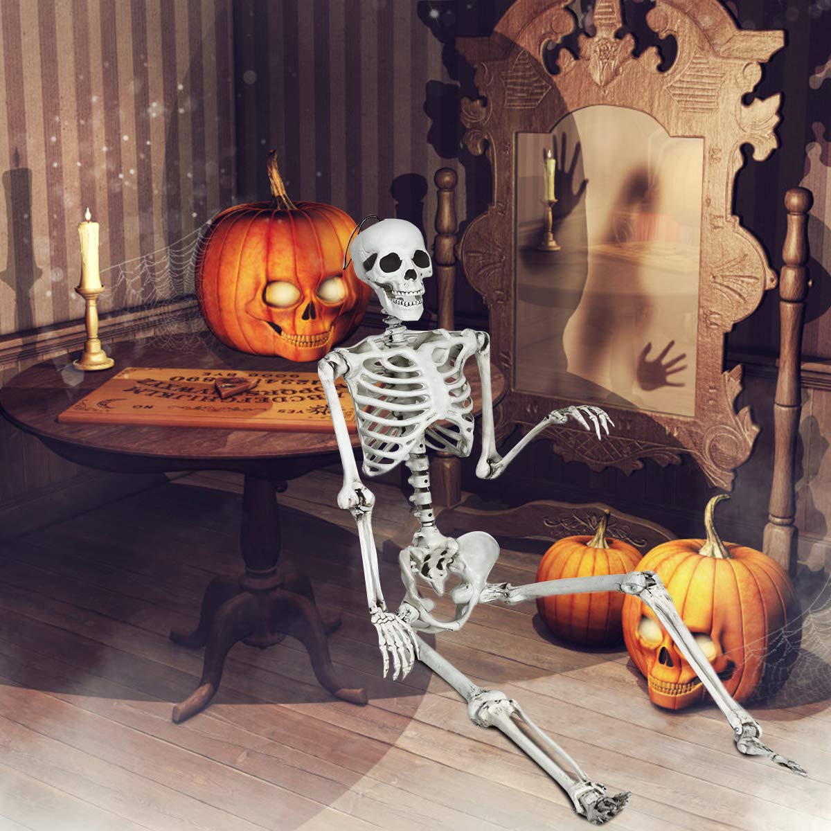 5.4 Ft Halloween Skeleton, Life Size Realistic Human Bones