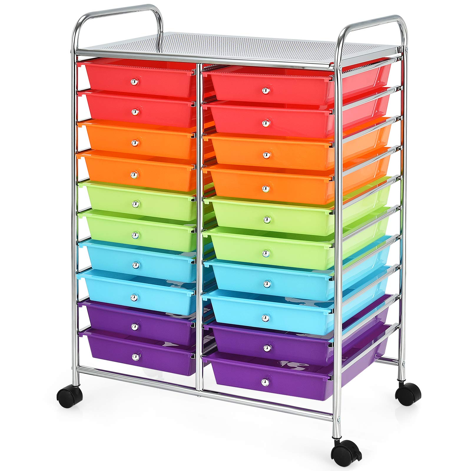 Giantex Storage Drawer Carts, 20-Drawer Organizer, Utility Cart on Wheels