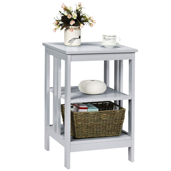 Giantex Nightstand 3-Tier Sofa Side Table W/Reinforced Bars and Stable Structure