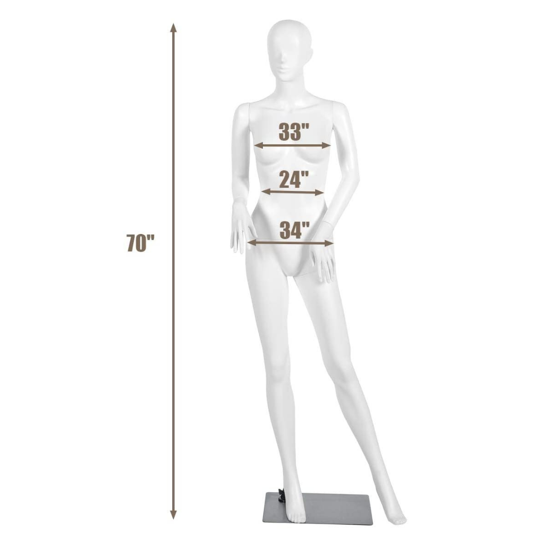 Female Mannequin Dress Form Display Manikin Torso????o?5.8 FT, White - Giantexus