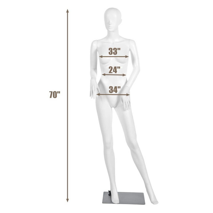 Female Mannequin Dress Form Display Manikin Torso????o?5.8 FT, White - Giantexus