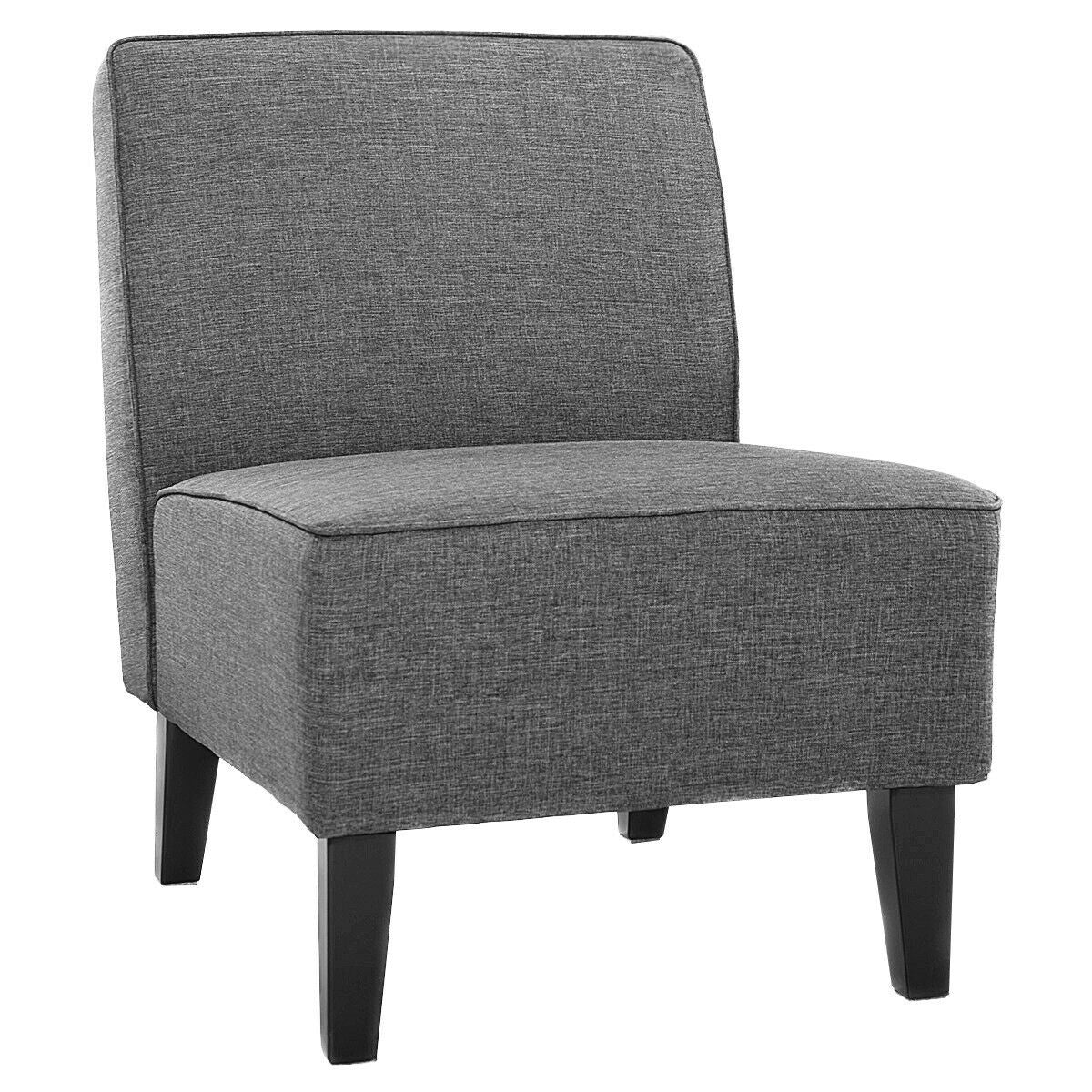 Thick Armless Accent Chair, Fabric Upholstered Slipper Chair - Giantexus